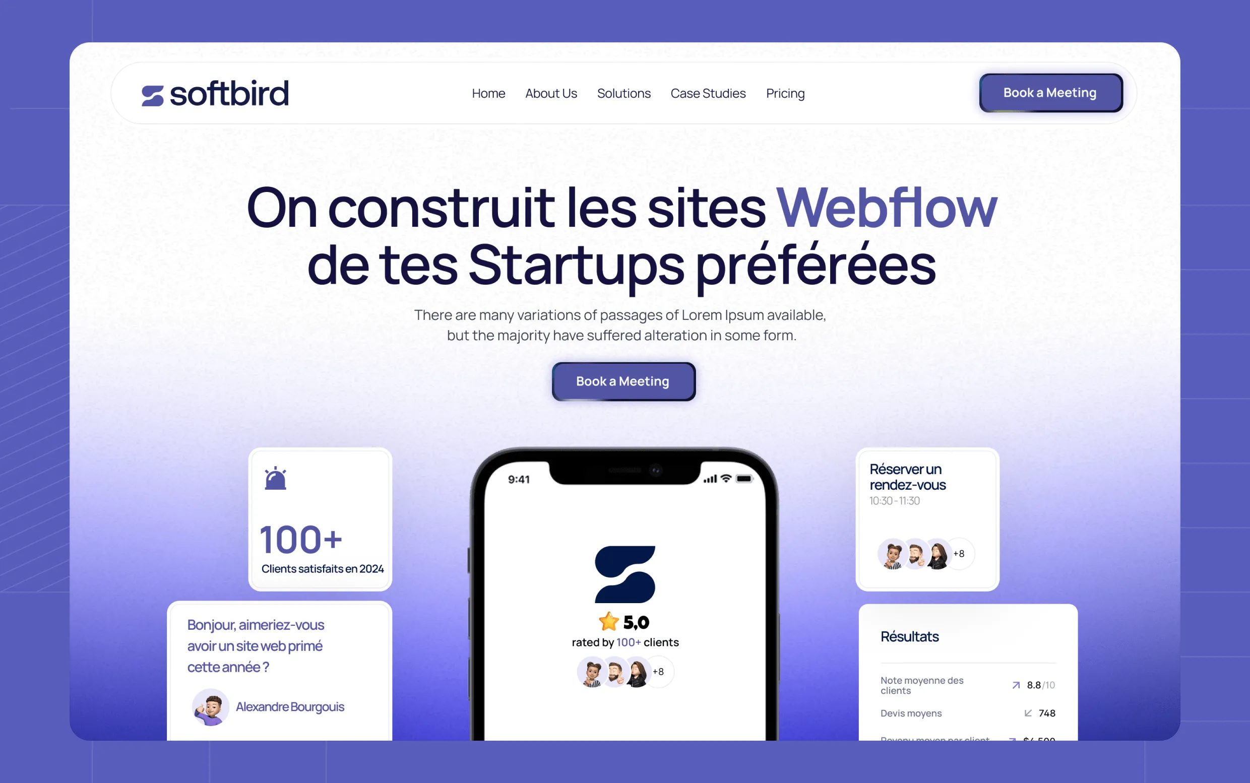 Webflow website for Softbird - startup-focused web solutions